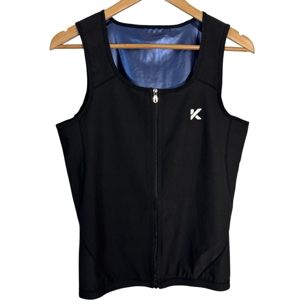 Kewlioo Snug & Tight Fit Sauna Vest Mens S/M Black Zip Front Tight Athletic EUC